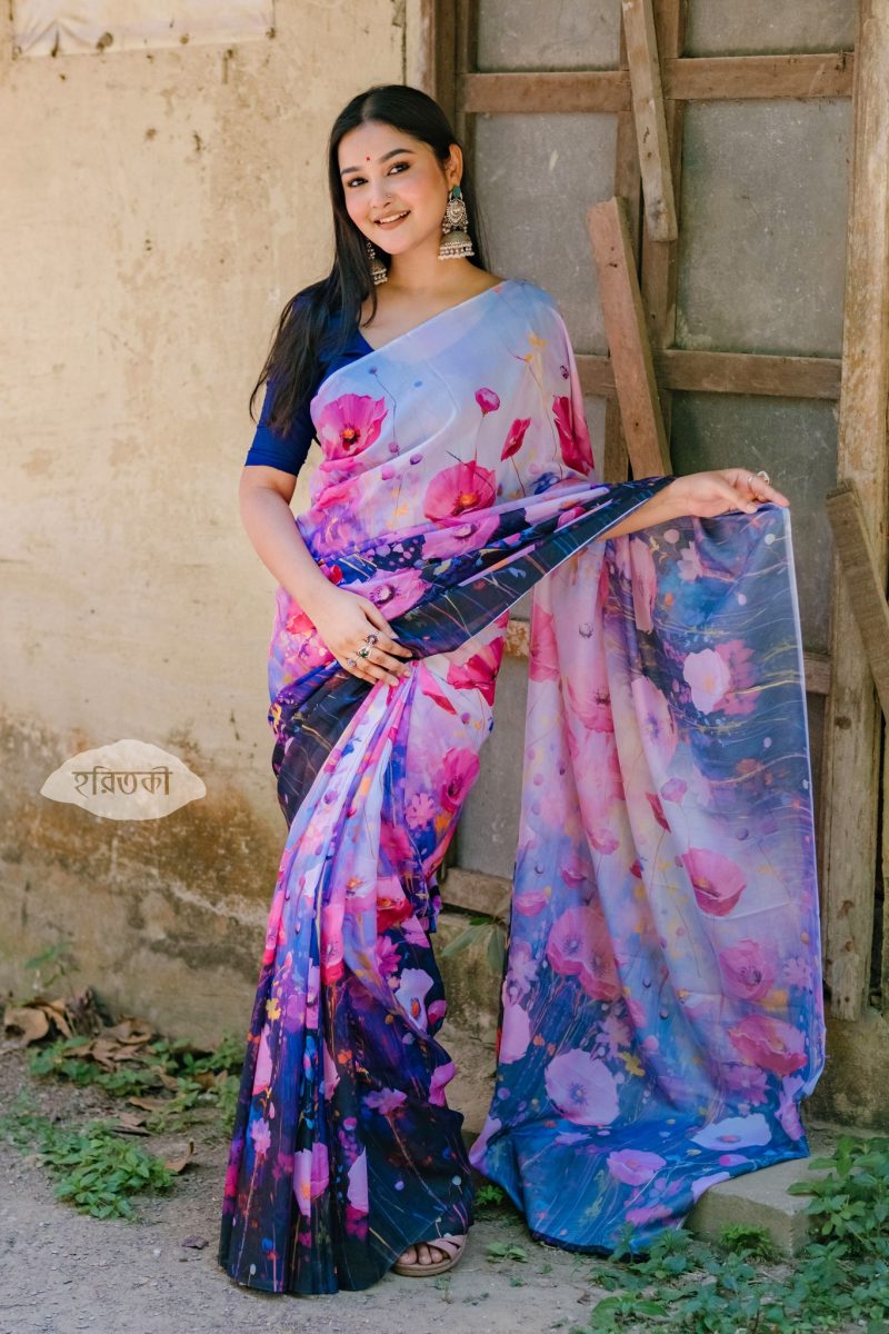 অর্কিড জর্জেট শাড়ি
